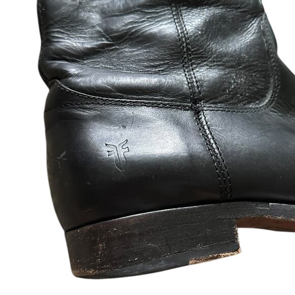 Frye Black Leather Melissa Button Tall Black Leather Riding Boots Womens US 7 - Picture 4 of 6